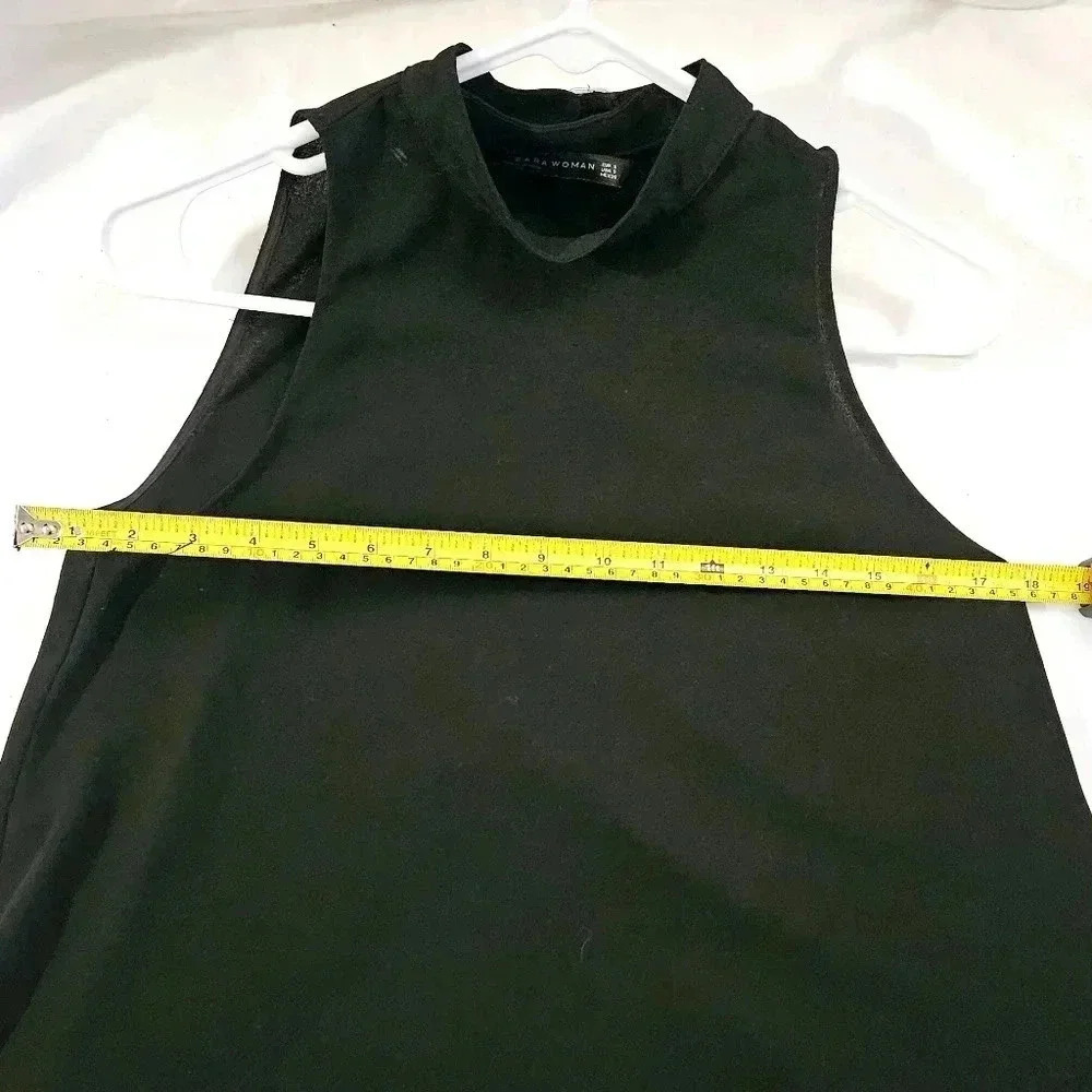 ZARA Sleeveless Chiffon Blouse Open Back Color: Black Size: Small - Picture 3 of 4